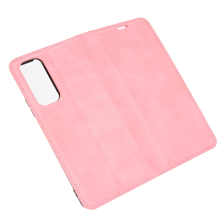 For Huawei P smart 2021 Retro-skin Business Magnetic Suction Leather Case with Holder & Card Slots & Wallet