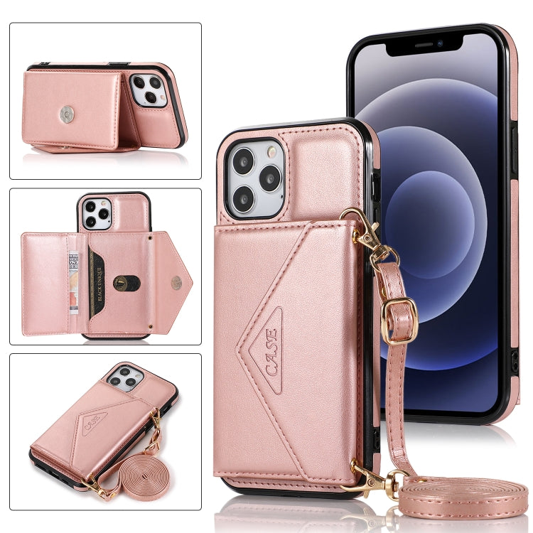 For iPhone 12 Pro Max Multi-functional Cross-body Card Bag TPU+PU Back Cover Case with Holder & Card Slot & Wallet