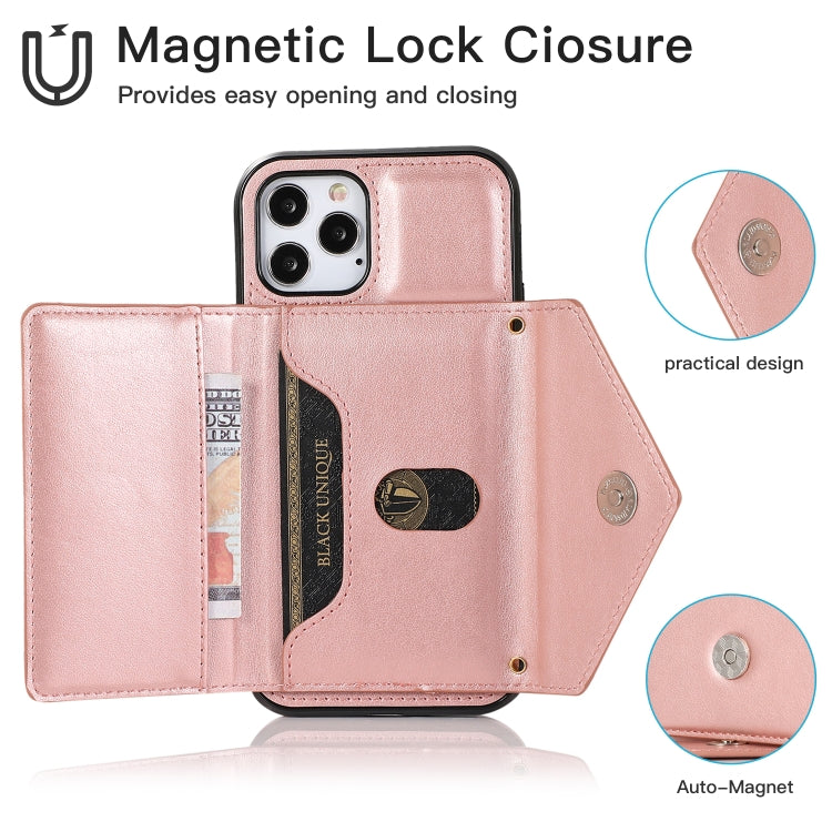 For iPhone 12 Pro Max Multi-functional Cross-body Card Bag TPU+PU Back Cover Case with Holder & Card Slot & Wallet