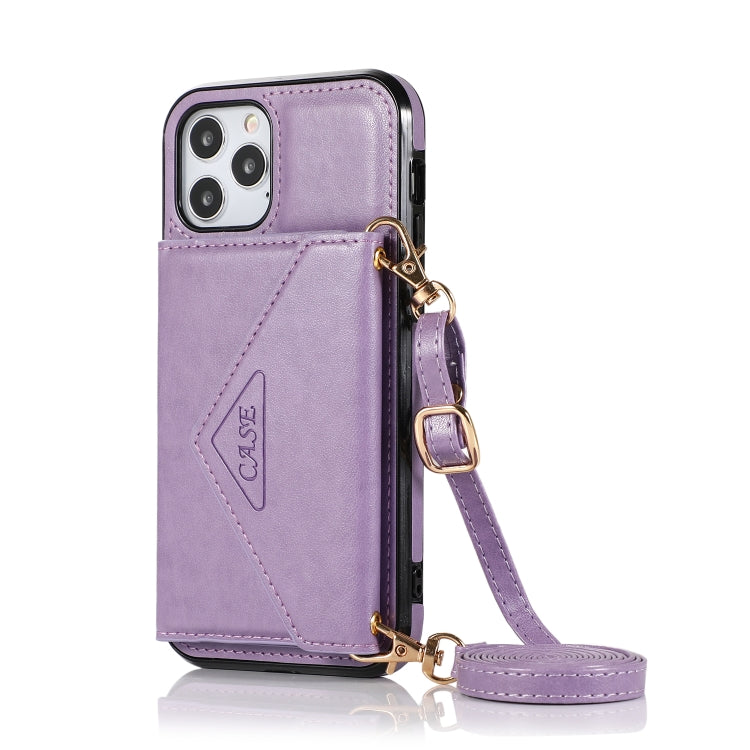 For iPhone 12 Pro Max Multi-functional Cross-body Card Bag TPU+PU Back Cover Case with Holder & Card Slot & Wallet