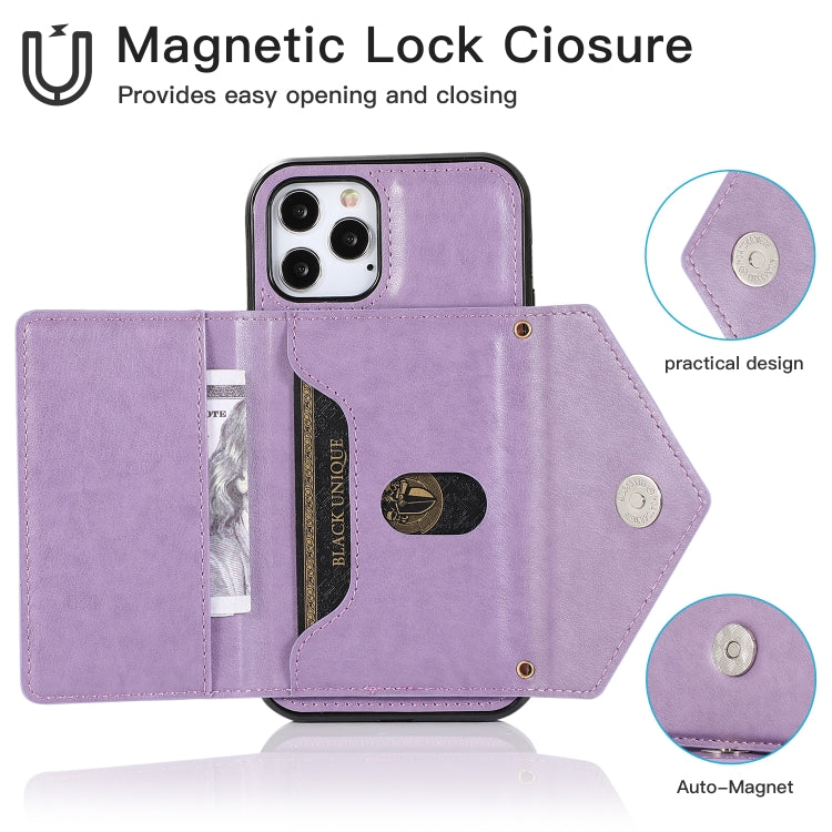 For iPhone 12 Pro Max Multi-functional Cross-body Card Bag TPU+PU Back Cover Case with Holder & Card Slot & Wallet