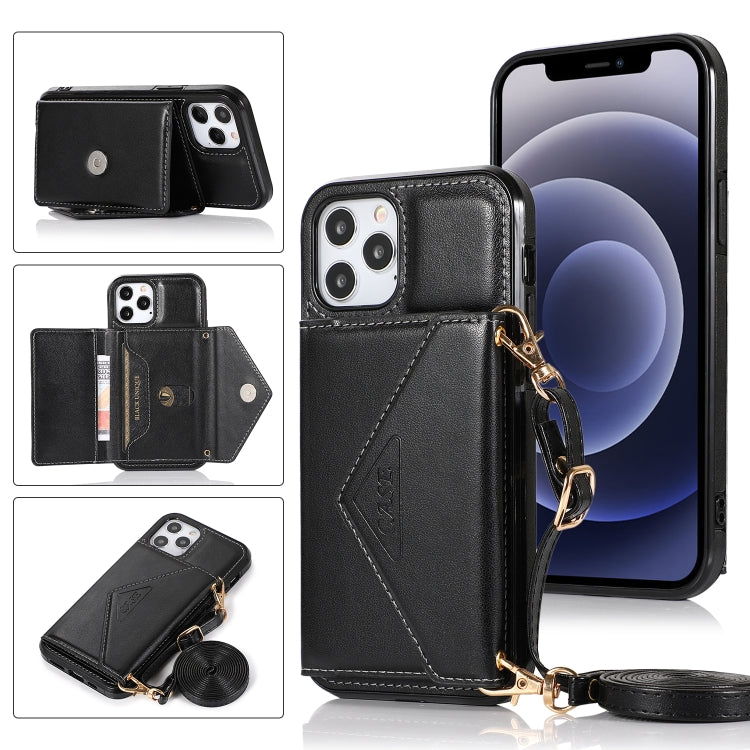 For iPhone 12 Pro Max Multi-functional Cross-body Card Bag TPU+PU Back Cover Case with Holder & Card Slot & Wallet