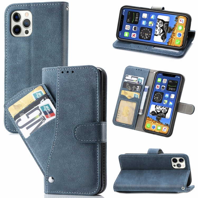 For iPhone 12 Pro Max Rotary Card Matte PU Leather Case with Card Slots & Photo Frame & Holder