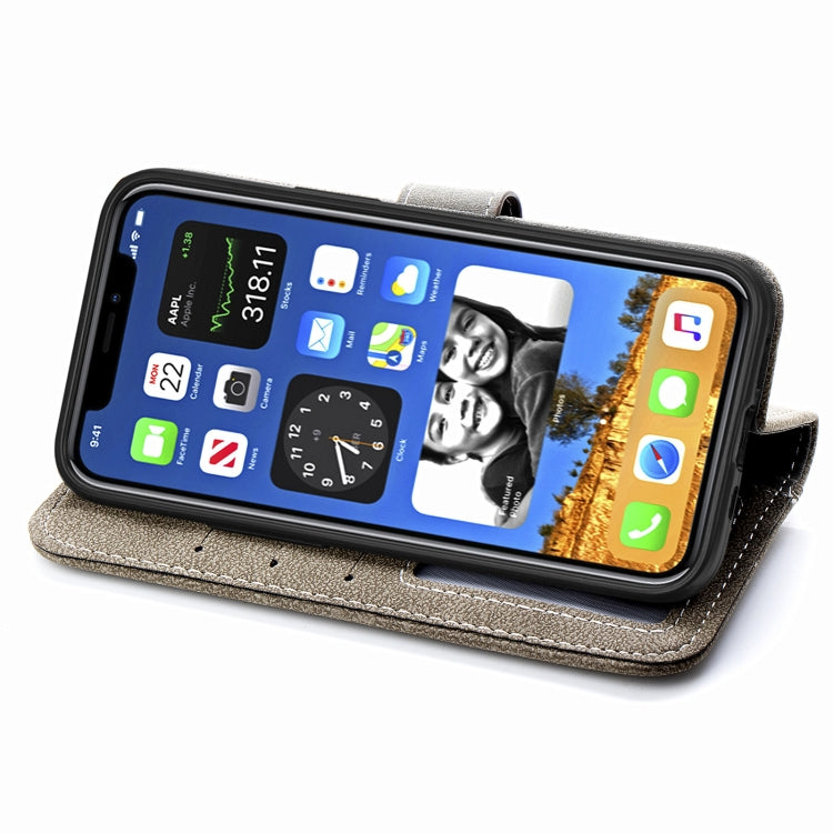 For iPhone 12 Pro Max Rotary Card Matte PU Leather Case with Card Slots & Photo Frame & Holder