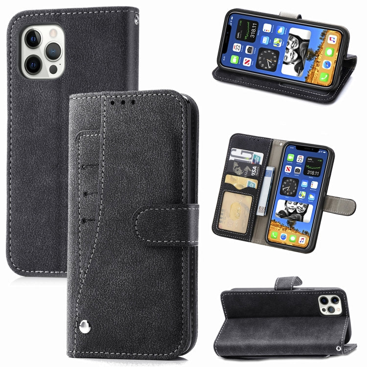 For iPhone 12 / 12 Pro Rotary Card Matte PU Leather Case with Card Slots & Photo Frame & Holder