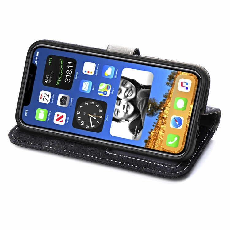 For iPhone 12 / 12 Pro Rotary Card Matte PU Leather Case with Card Slots & Photo Frame & Holder