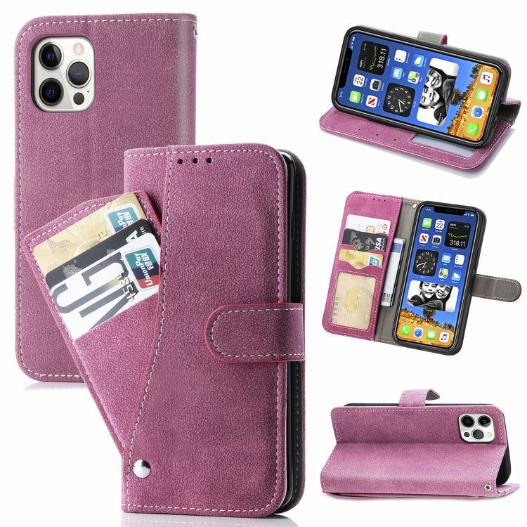 For iPhone 12 / 12 Pro Rotary Card Matte PU Leather Case with Card Slots & Photo Frame & Holder