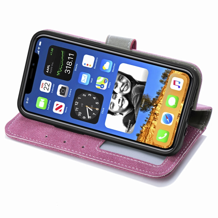 For iPhone 12 mini Rotary Card Matte PU Leather Case with Card Slots & Photo Frame & Holder