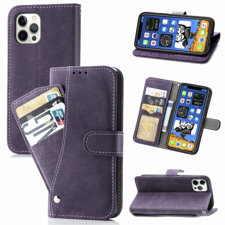 For iPhone 12 mini Rotary Card Matte PU Leather Case with Card Slots & Photo Frame & Holder