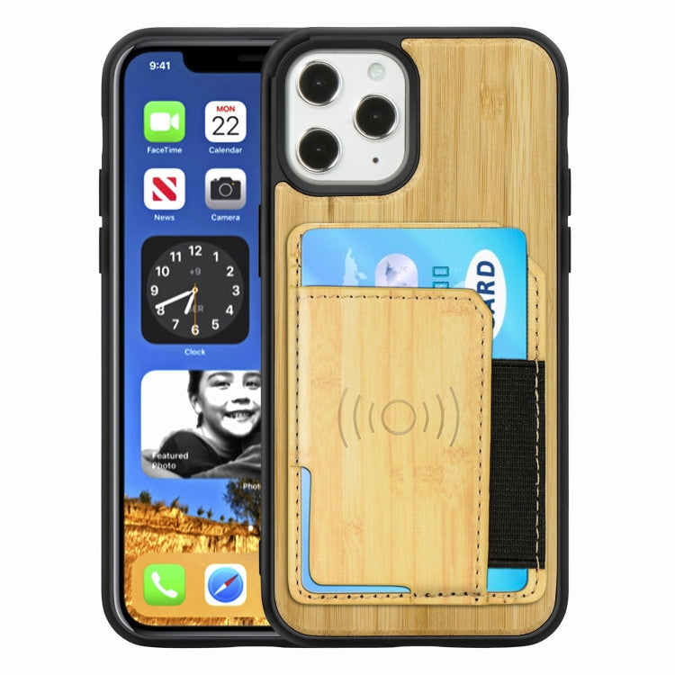 For iPhone 12 Pro Max Wood Grain PU+TPU Protective Case with Card Slot For iPhone Pro Max