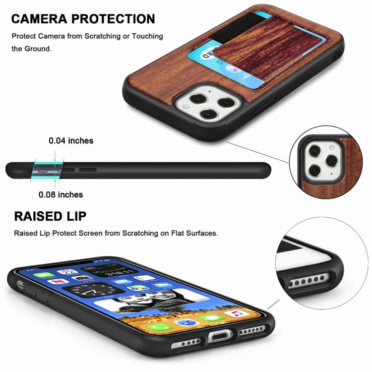 For iPhone 12 Pro Max Wood Grain PU+TPU Protective Case with Card Slot For iPhone Pro Max