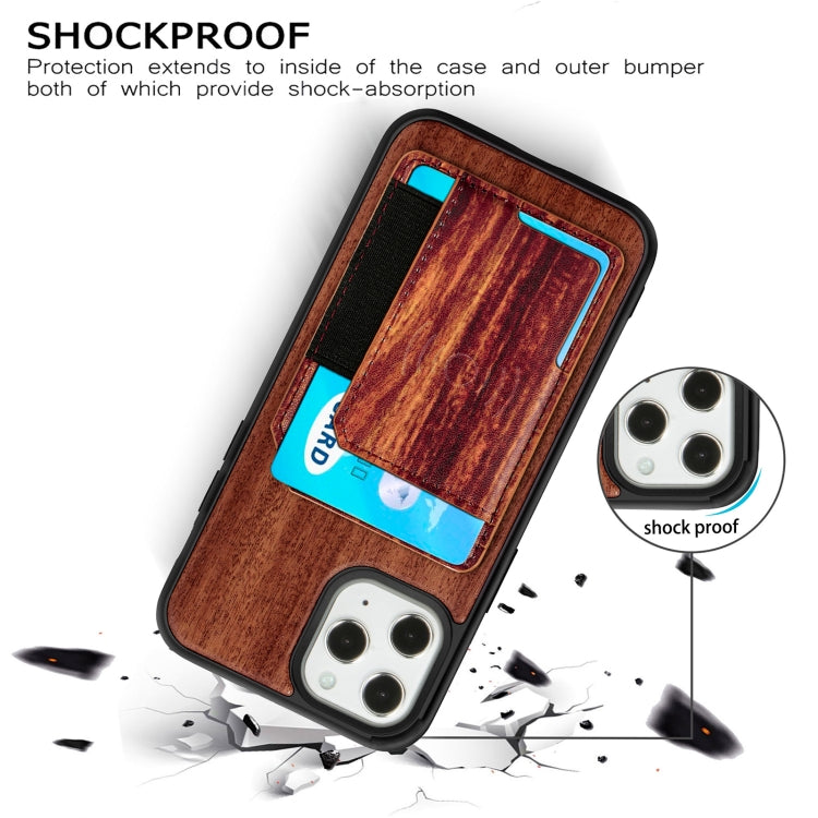 For iPhone 12 Pro Max Wood Grain PU+TPU Protective Case with Card Slot For iPhone Pro Max