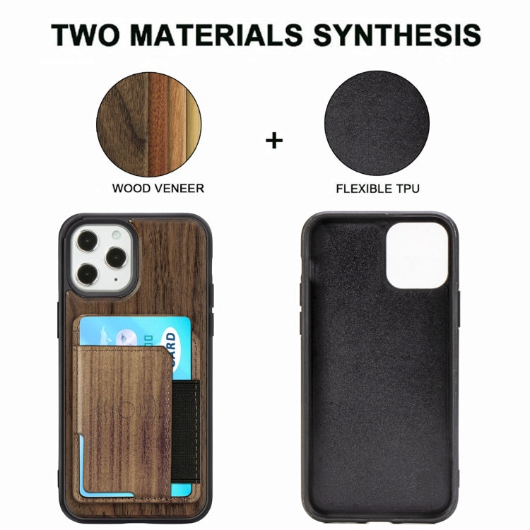 For iPhone 12 Pro Max Wood Grain PU+TPU Protective Case with Card Slot For iPhone Pro Max