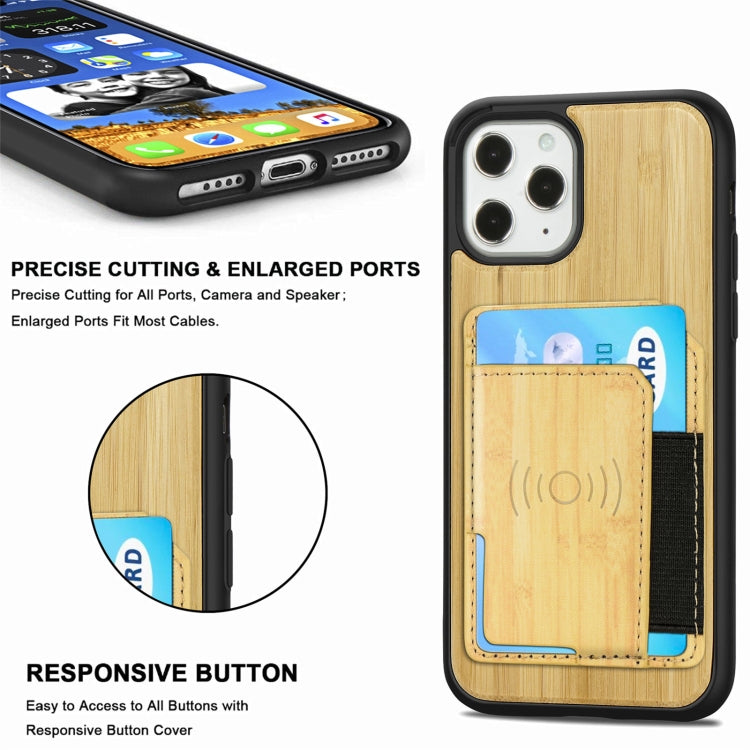 For iPhone 12 mini Wood Grain PU+TPU Protective Case with Card Slot