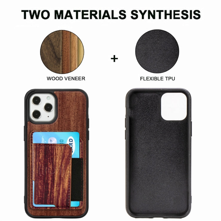 For iPhone 12 mini Wood Grain PU+TPU Protective Case with Card Slot