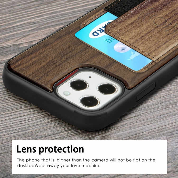 For iPhone 12 mini Wood Grain PU+TPU Protective Case with Card Slot