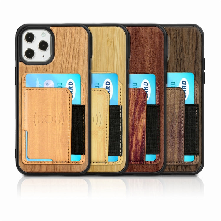 For iPhone 12 mini Wood Grain PU+TPU Protective Case with Card Slot