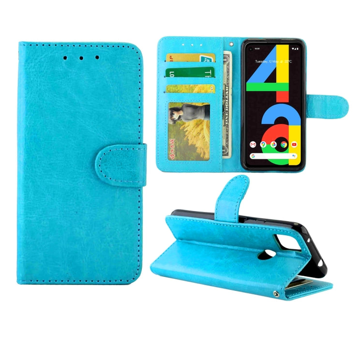 For Goolgle Pixel 4a (4G) Crazy Horse Texture Leather Horizontal Flip Protective Case with Holder & Card Slots & Wallet & Photo Frame