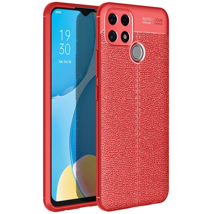 For OPPO A15 Litchi Texture TPU Shockproof Case