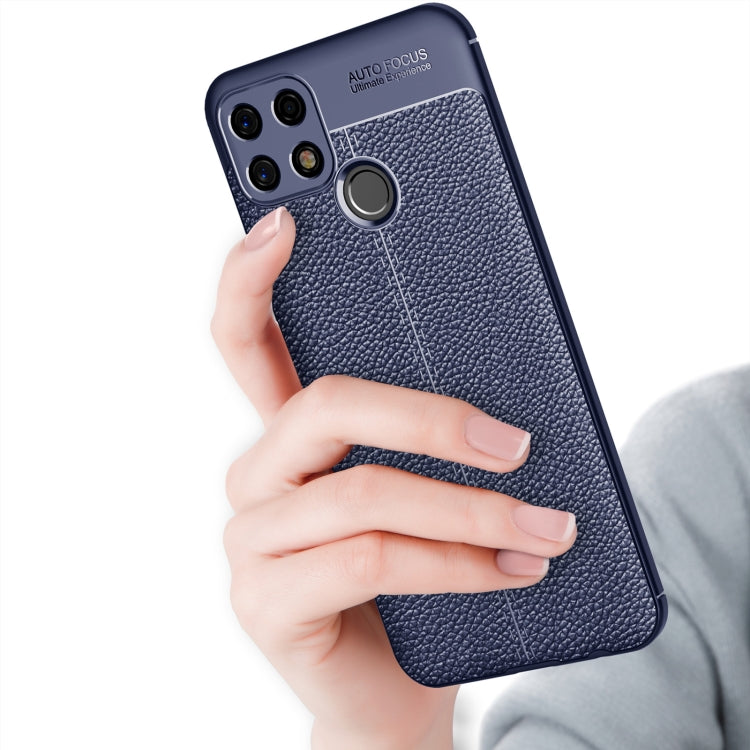 For OPPO A15 Litchi Texture TPU Shockproof Case