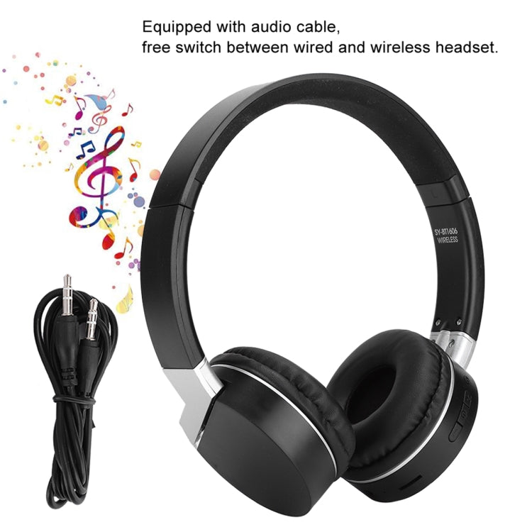 BT1606 Head-mounted Foldable Stereo Bluetooth Wireless Headset Bluetooth 5.0 with Microphone 3.5mm Audio Jack