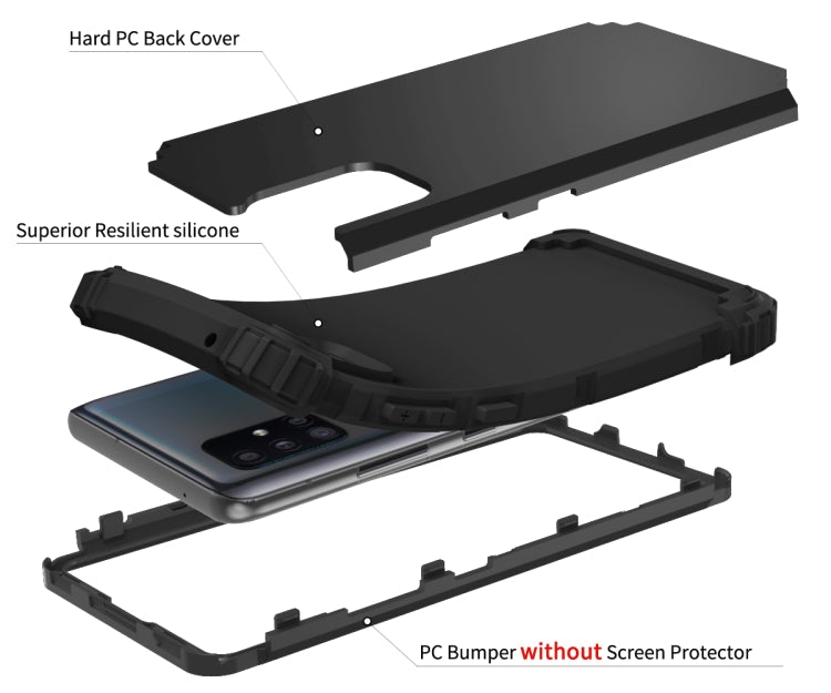 For Samsung Galaxy A51 5G PC + Silicone Three-piece Shockproof Protection Case