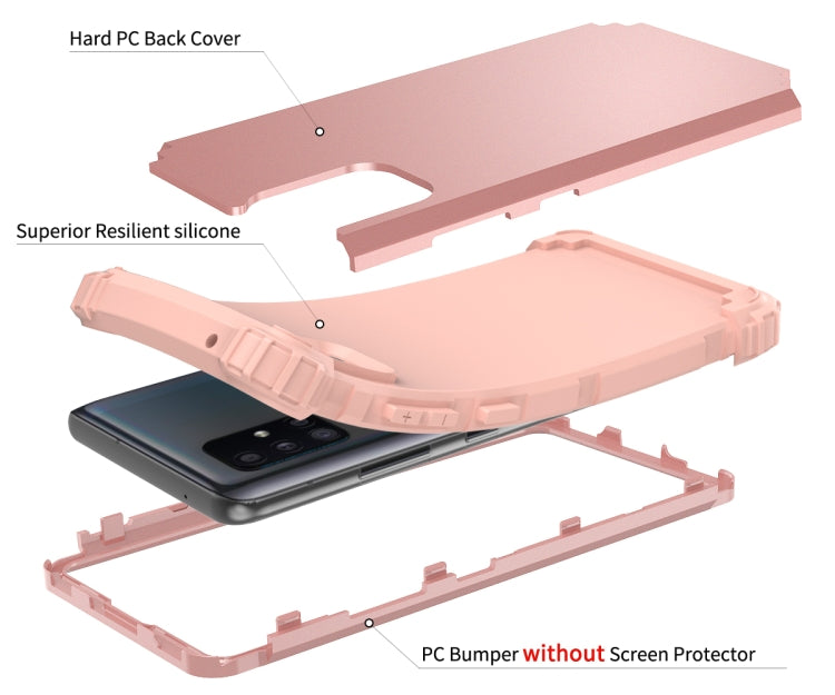 For Samsung Galaxy A51 5G PC + Silicone Three-piece Shockproof Protection Case