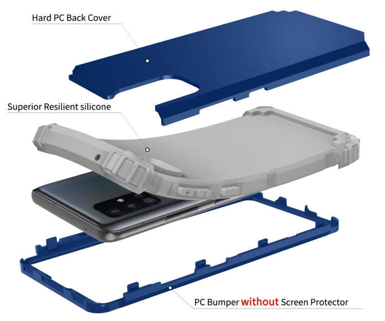 For Samsung Galaxy A51 5G PC + Silicone Three-piece Shockproof Protection Case