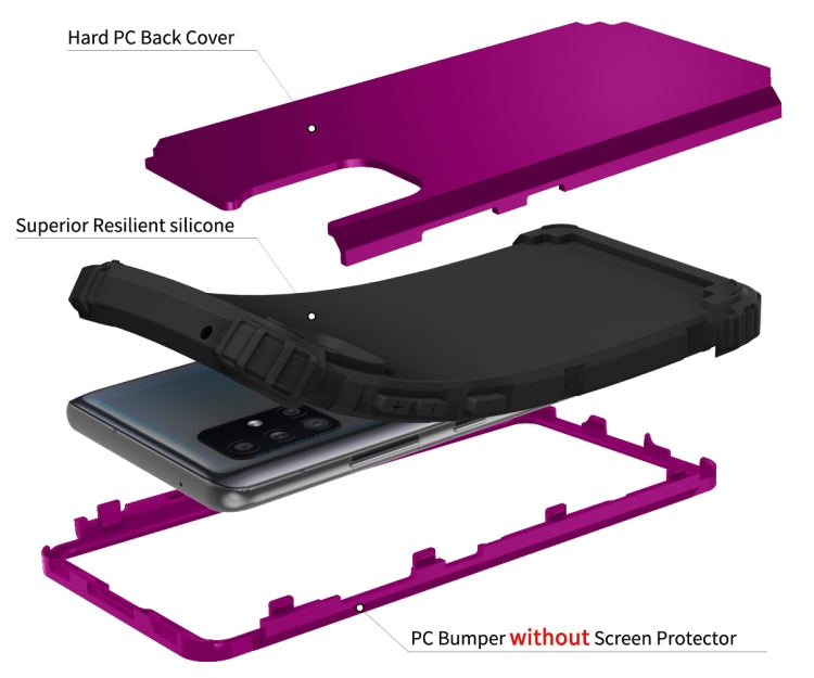 For Samsung Galaxy A51 5G PC + Silicone Three-piece Shockproof Protection Case