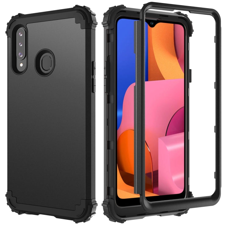 For Samsung Galaxy A20s PC + Silicone Three-piece Shockproof Protection Case