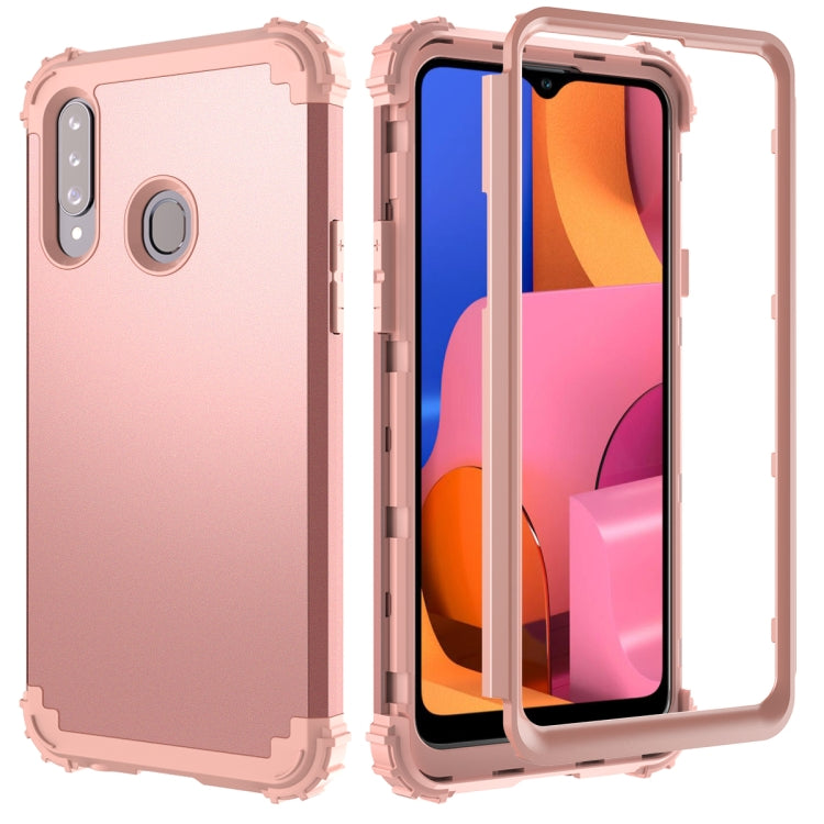 For Samsung Galaxy A20s PC + Silicone Three-piece Shockproof Protection Case