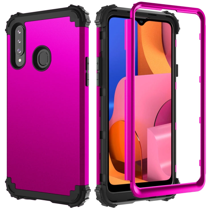 For Samsung Galaxy A20s PC + Silicone Three-piece Shockproof Protection Case