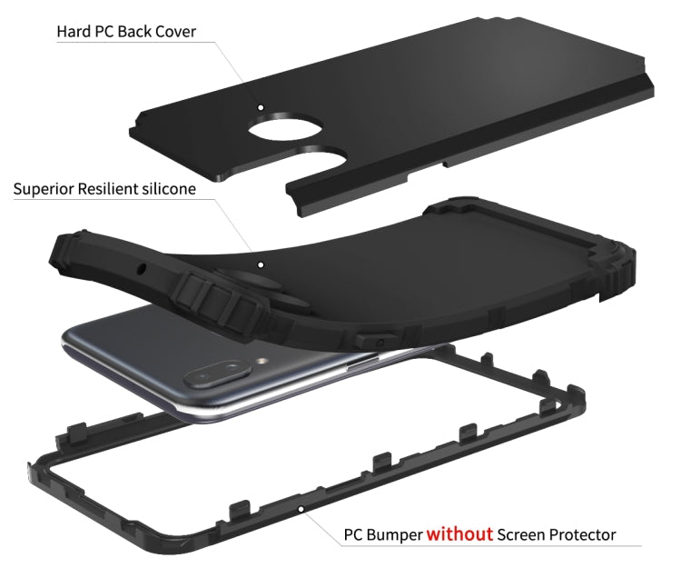 For Samsung Galaxy A10s PC + Silicone Three-piece Shockproof Protection Case
