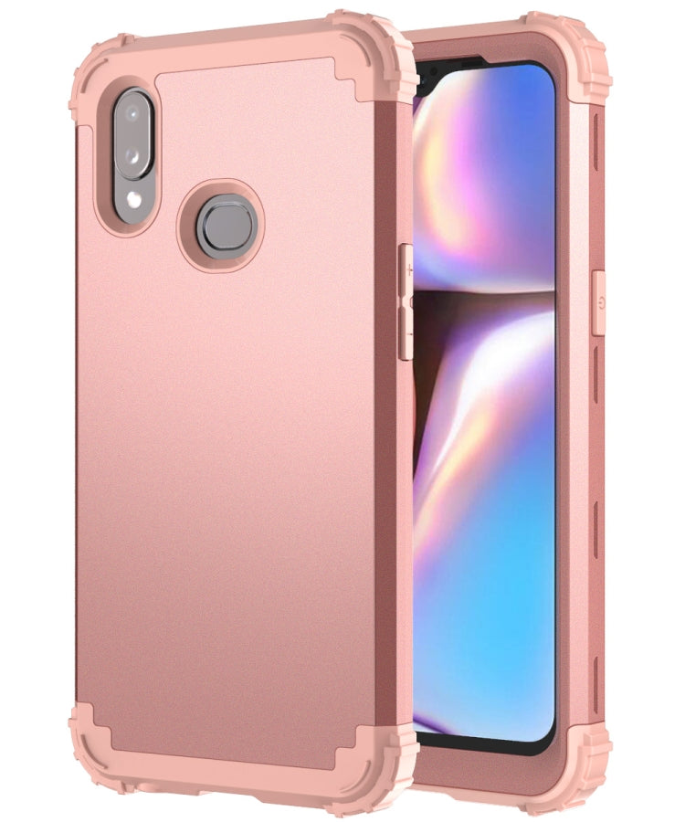 For Samsung Galaxy A10s PC + Silicone Three-piece Shockproof Protection Case