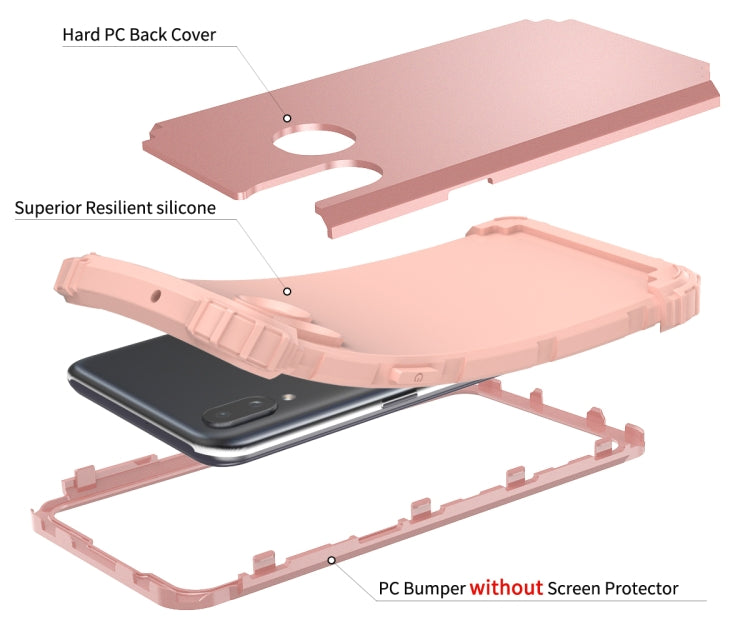 For Samsung Galaxy A10s PC + Silicone Three-piece Shockproof Protection Case