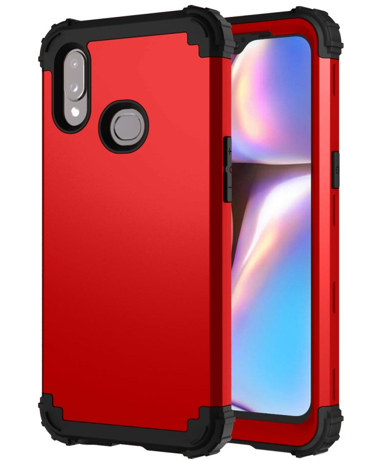 For Samsung Galaxy A10s PC + Silicone Three-piece Shockproof Protection Case