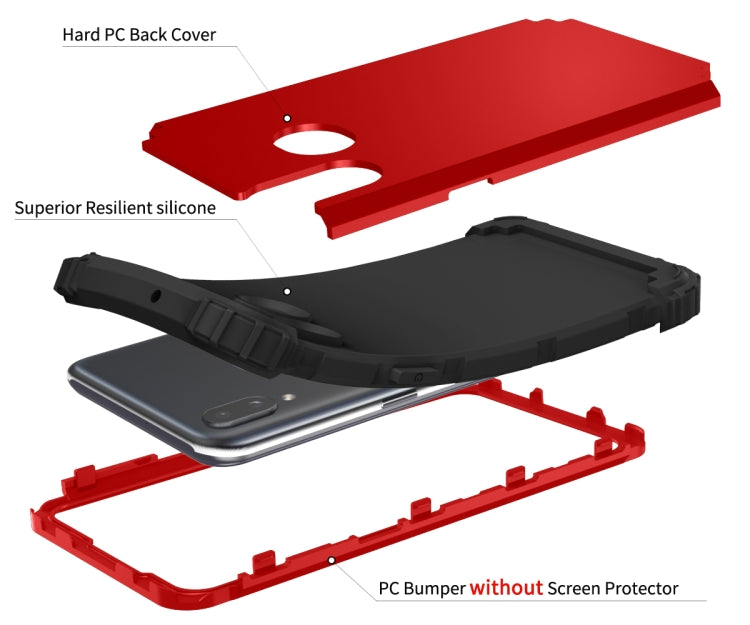 For Samsung Galaxy A10s PC + Silicone Three-piece Shockproof Protection Case