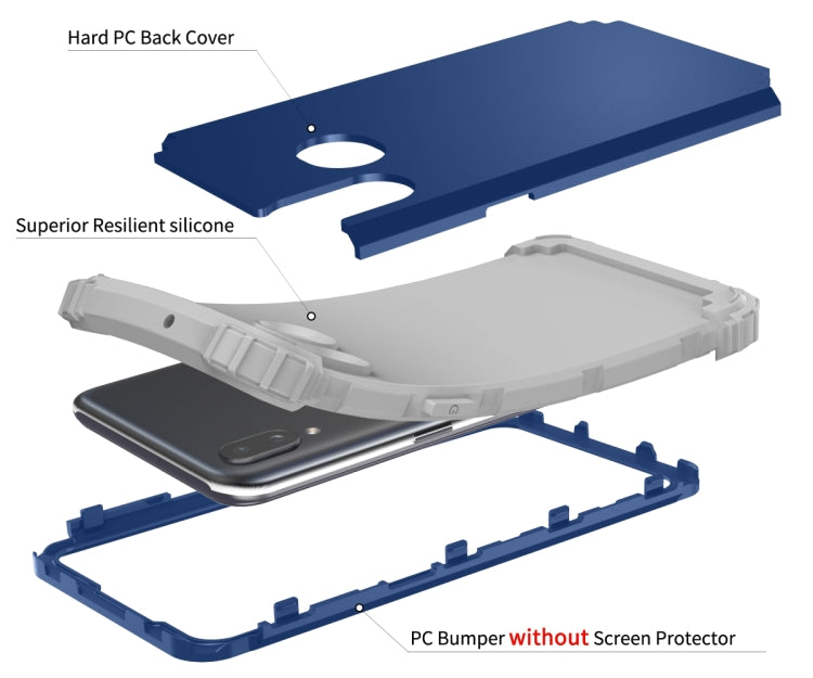For Samsung Galaxy A10s PC + Silicone Three-piece Shockproof Protection Case
