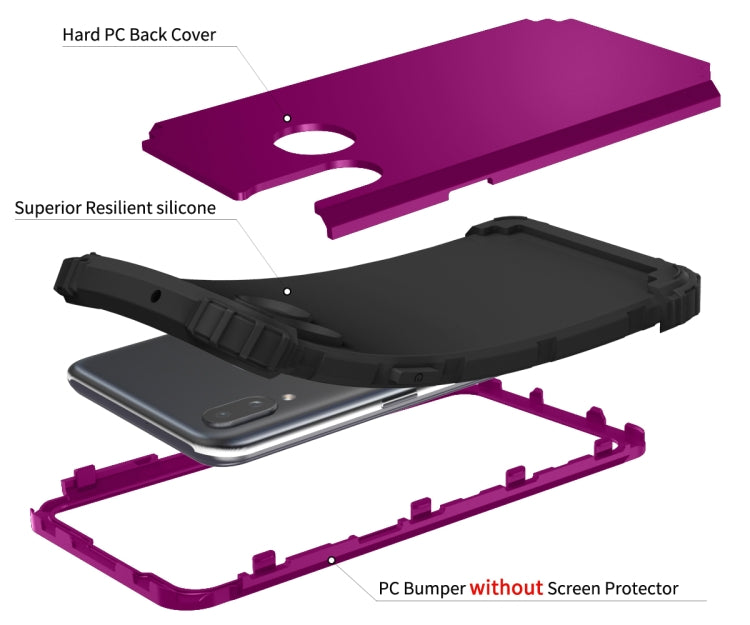 For Samsung Galaxy A10s PC + Silicone Three-piece Shockproof Protection Case