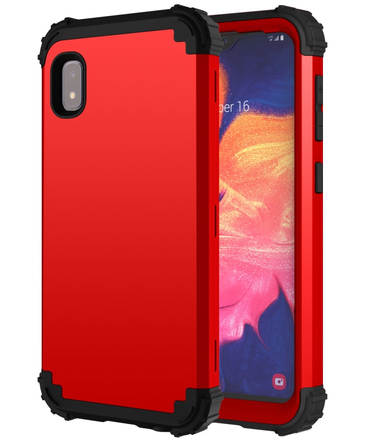 For Samsung Galaxy A10e PC + Silicone Three-piece Shockproof Protection Case