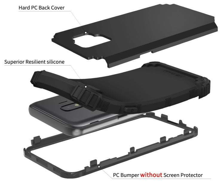 For Samsung Galaxy J2 Core PC + Silicone Three-piece Shockproof Protection Case