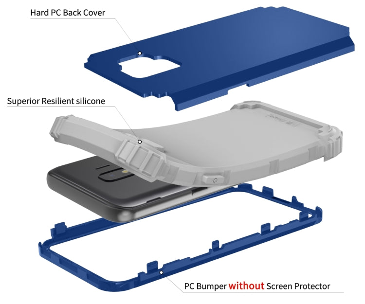 For Samsung Galaxy J2 Core PC + Silicone Three-piece Shockproof Protection Case