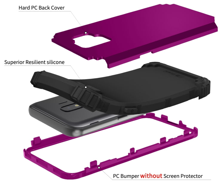 For Samsung Galaxy J2 Core PC + Silicone Three-piece Shockproof Protection Case