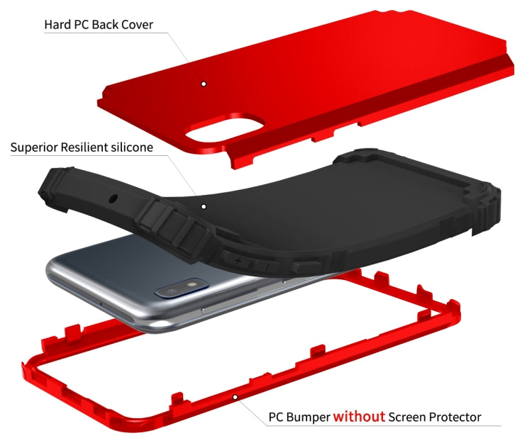 For Samsung Galaxy A11 PC + Silicone Three-piece Shockproof Protection Case