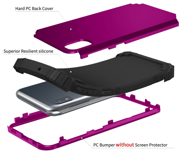 For Samsung Galaxy A11 PC + Silicone Three-piece Shockproof Protection Case
