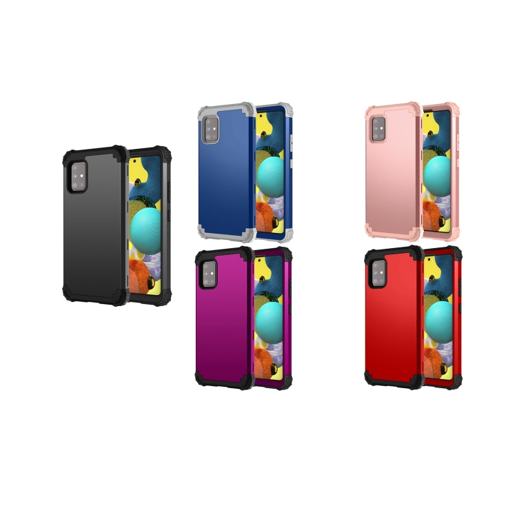 For Samsung Galaxy A11 PC + Silicone Three-piece Shockproof Protection Case