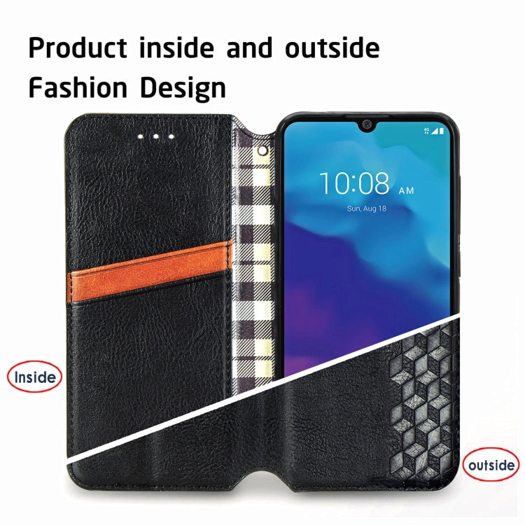 For ZTE Blade A7 2020 Cubic Grid Pressed Horizontal Flip Magnetic PU Leather Case with Holder & Card Slots & Wallet