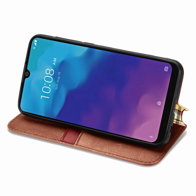 For ZTE Blade A7 2020 Cubic Grid Pressed Horizontal Flip Magnetic PU Leather Case with Holder & Card Slots & Wallet