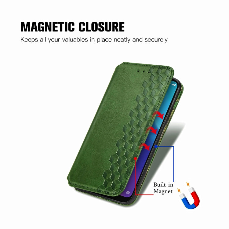 For ZTE Blade A7 2020 Cubic Grid Pressed Horizontal Flip Magnetic PU Leather Case with Holder & Card Slots & Wallet
