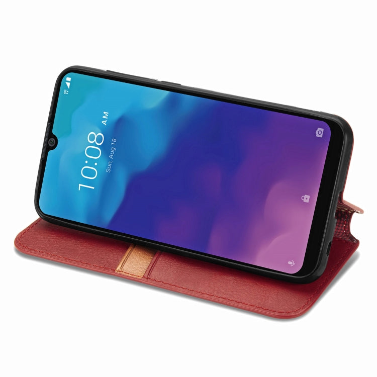 For ZTE Blade A7 2020 Cubic Grid Pressed Horizontal Flip Magnetic PU Leather Case with Holder & Card Slots & Wallet